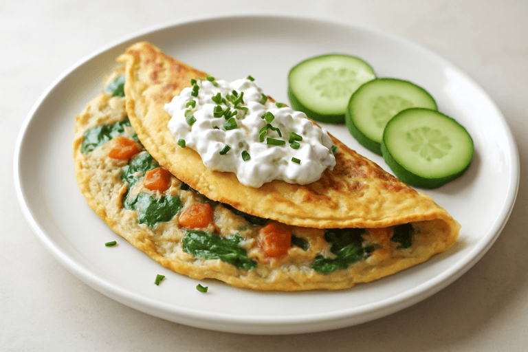 Proteinrik havreomelett med spenat och tomat