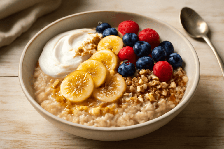 Leichte Protein-Hafer-Bowl mit Beeren und Skyr