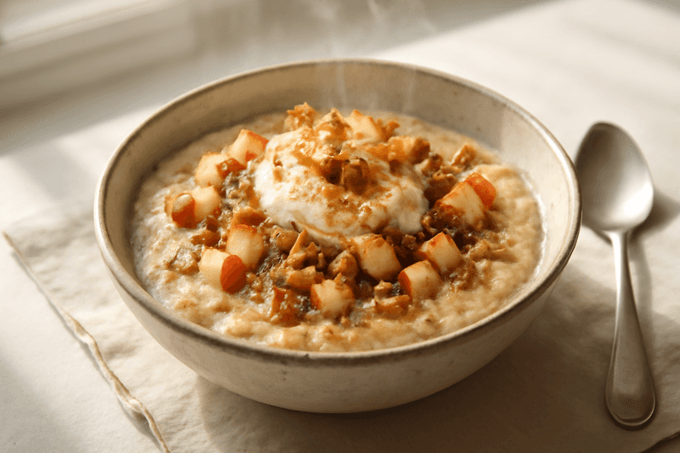 Energieke Havermoutbowl met Appel, Kaneel en Griekse Yoghurt