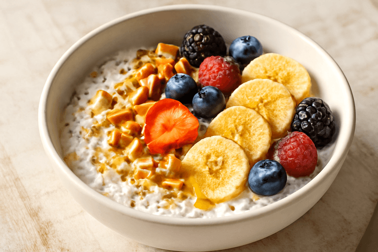 Leichte Beeren-Skyr-Hafer-Bowl