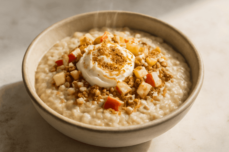 Protein-Porridge mit Apfel, Zimt und Joghurt