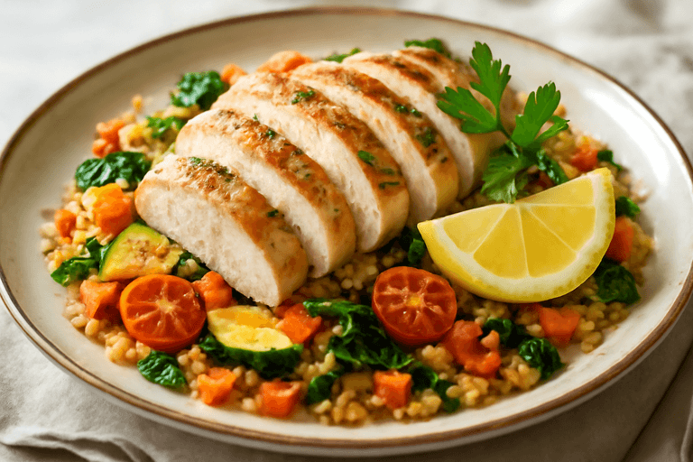 Citronkyckling med varm bulgursallad