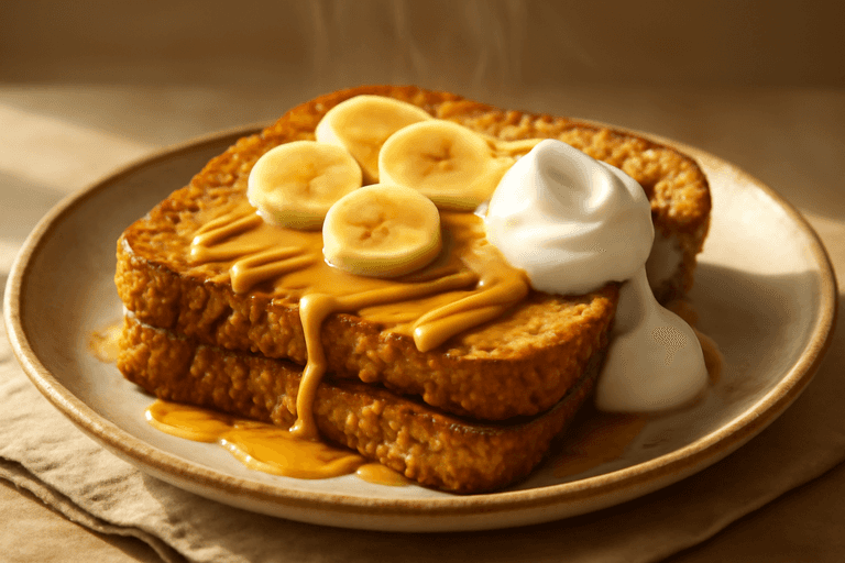 Power Gain Peanut Banana Oat French Toast
