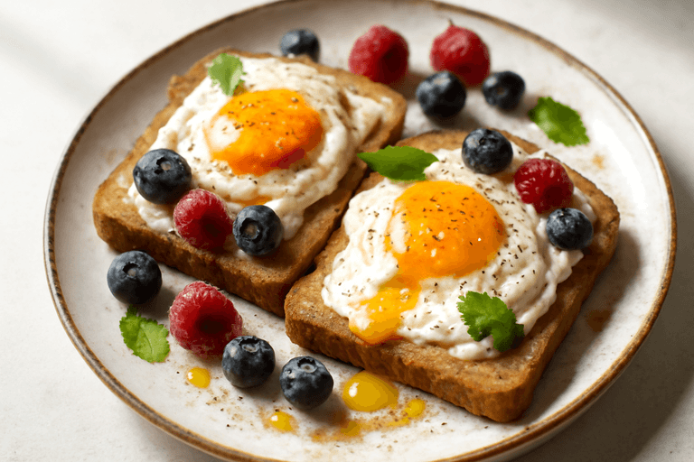 Toast Proteico con Uova, Ricotta e Frutti di Bosco