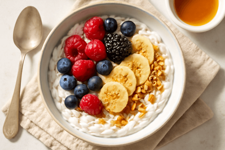 Leichte Beeren-Skyr-Hafer-Bowl