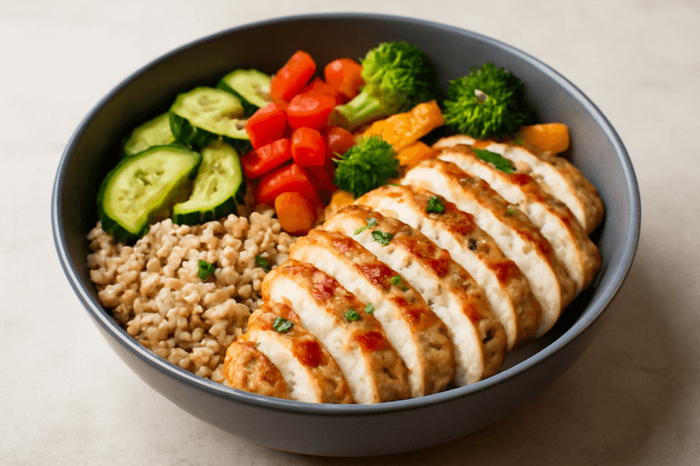 Bowl Proteica di Pollo, Riso Integrale e Verdure Croccanti