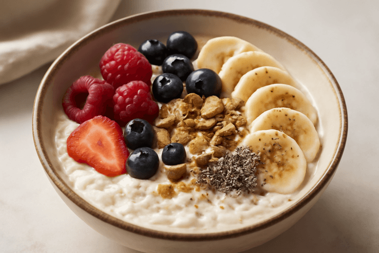 Leichte Beeren-Skyr-Hafer-Bowl