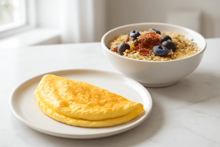Omelette proteica con avena e yogurt