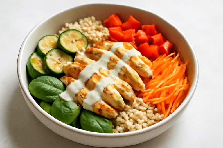 Bowl Proteica di Pollo, Riso Integrale e Verdure Croccanti