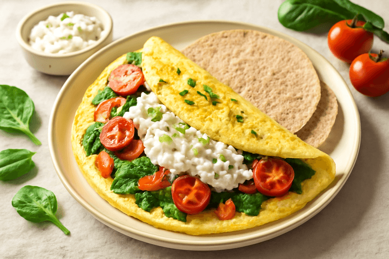 Energie-Omelet met Groenten en Hüttenkäse