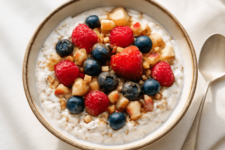 Protein-Bowl mit Joghurt, Hafer und Beeren